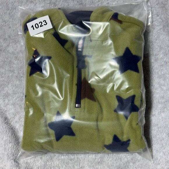 Hanna Andersson 110 Size 5 Fleece 1/4 Zip Pullover Green Blue Stars - Picture 6 of 6